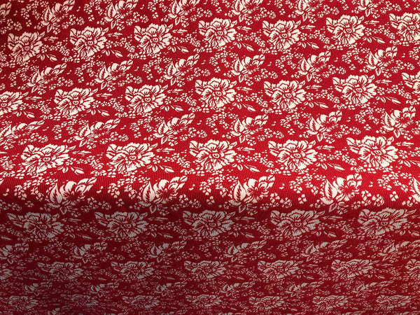 Reversible Red & White Peony Jacquard Tweed Suiting