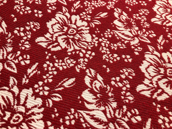 Reversible Red & White Peony Jacquard Tweed Suiting