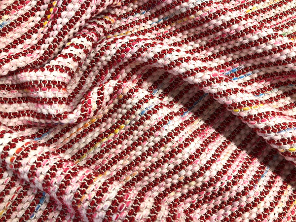 Red & White Multi Leno Mesh Tweed