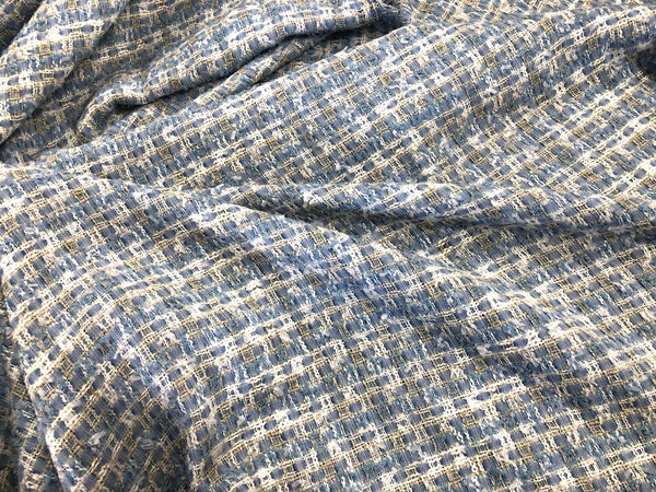Textured Baby Blue, White & Silver Tweed Suiting