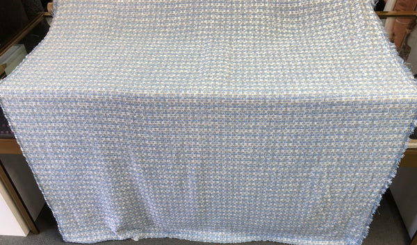 Textured Baby Blue, White & Silver Tweed Suiting