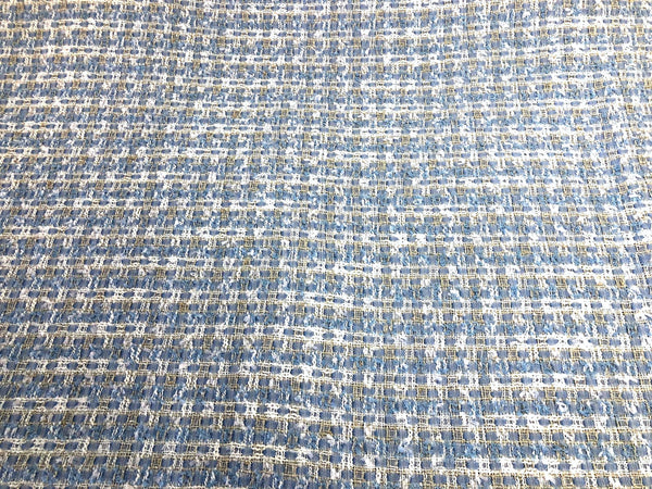 Textured Baby Blue, White & Silver Tweed Suiting