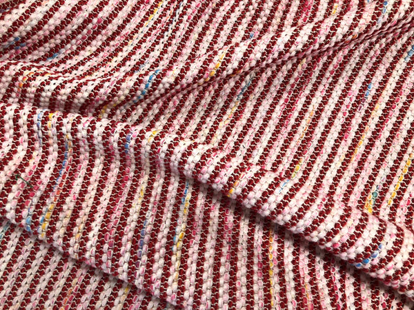 Red & White Multi Leno Mesh Tweed