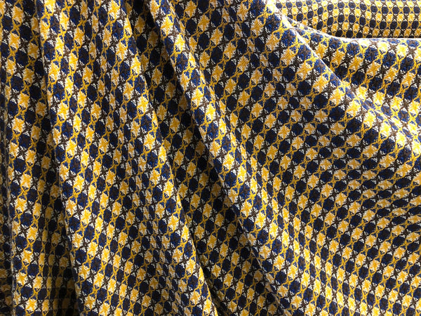 White, Blue & Mustard Check Jacquard Tweed